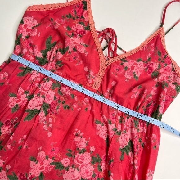 PERRY WALKER Annie Maxi II Floral Pink Boho Tassel Long Ruffle Tiered Maxi Dress - Picture 15 of 15